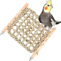MCBOSON Escalera para jaula de pájaros, percha de madera y hierba marina - 1 artículo