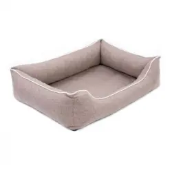 Mestizo Mallorca Orthopedic Cama Para Perros, Sofá, Lavable, Cama Con Certificado Öko-tex, Color Beige Con Borde Blanco, Dimensiones Exteriores: 80 X