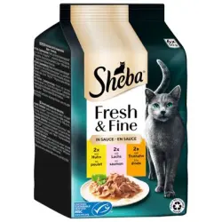 Sheba Fresh & Fine 6 x 50 g comida húmeda para gatos - Pollo, salmón y pavo en salsa