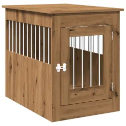 vidaXL Jaula para perros mueble madera contrachapada roble artesanal - 55 x 80 x 68 cm