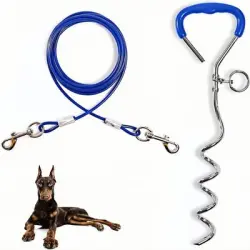 ZooVenture Estaca y cadena para perros - Azul