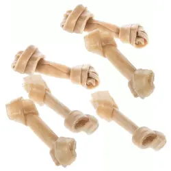 Barkoo huesos con nudos de piel de vacuno para perros - 6 x 11 cm