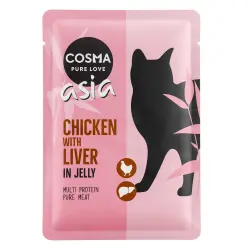 Cosma Asia 6 x 100 g en bolsitas para gatos - Pollo con hígado de pollo