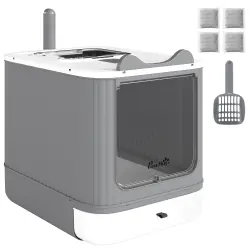 PawHut Arenero para Gato Blanco - 44.5x34.5x40.5 cm