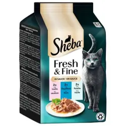 Sheba Fresh & Fine 6 x 50 g comida húmeda para gatos - Salmón, atún y trucha en salsa