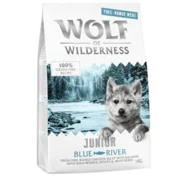 Wolf of Wilderness Junior Blue River con pollo de corral y salmón - 1 kg