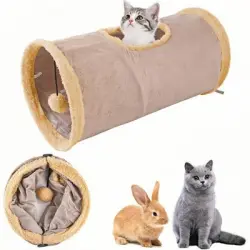 ZooVenture Túnel plegable para gatos y conejos - Caqui