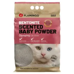 Flamingo Bentonite Scented Baby Powder arena aglomerante para gatos - 12 kg