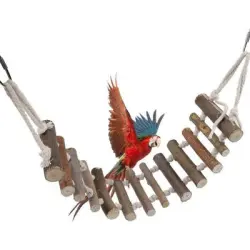 MCBOSON Escalera de madera para pájaros + puente de cuerda - 1 artículo
