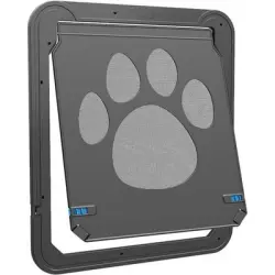 Pawffee Puerta batiente Latauar gatos perros, 24x29x1cm, ABS/Malla, Negra - 1 pieza