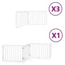 Puerta De Perros Plegable 10 Paneles Madera Álamo Blanca 800 Cm Vidaxl