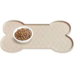 UAMLY Alfombrilla antideslizante de silicona para comedero de perro - Beige 49,4*25cm