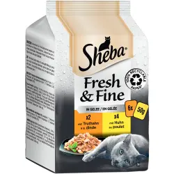 Multipack Fresh & Fine de Sheba 6 x 50 g - Pavo y pollo en gelatina