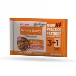 Nature´s Variety Kitten Bites in Gravy Comida Húmeda para Gatitos Pollo y Salmón en Salsa, 44 x 70 gr
