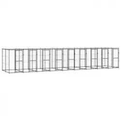 Perrera De Exterior | Jaula Para Perro | Parque Para Mascotas De Acero Con Techo 21,78 M² Cfw783926