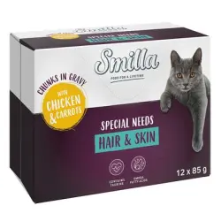 Smilla Bocaditos con verduras 48 x 85 g en oferta: 40 + 8 ¡gratis! - Hair & Skin con pollo y zanahorias