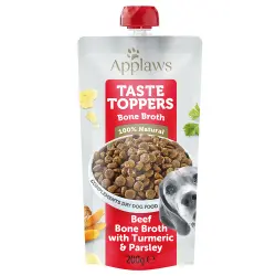 Applaws Taste Toppers en bolsitas para perros 6 x 200 ml - Caldo de huesos de vacuno con cúrcuma y perejil