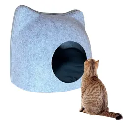 Casa para Gatos con Cojín Esponjoso. Cama para Gatos. Casita para Gatos en Forma de Gato con Entrada Redonda, Cueva para Gatos, Iglu para Gatos, Cama para Gatos Cueva, Cama Mascota