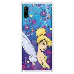 Funda Oficial Disney Campanilla Flores Transparente para Huawei P30 Lite