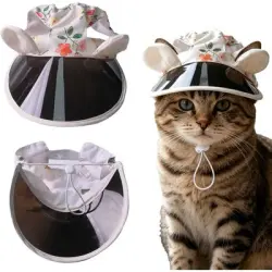 HausPets Sombrero sol gatos perros: protección UV, orificios orejas - Una unidad