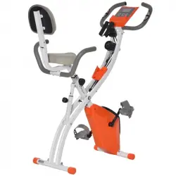 HomCom Bicicleta Estática Plegable 2 en 1 Naranja