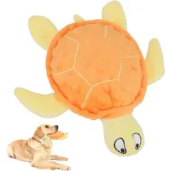 MCBOSON Peluche para perros - Tortuga, con sonido - Naranja