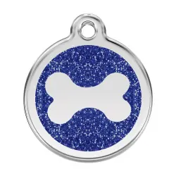 Placa identificativa Purpurina Hueso Azul para perros