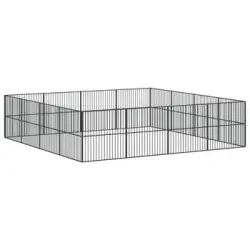 vidaXL Corralito para perros con 16 paneles acero galvanizado negro