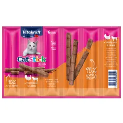 Vitakraft Cat Stick snacks para gatos - Pavo y cordero (6 x 6 g)