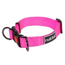 Collar reflectante Rukka® Bliss Neon rosa para perros - M: 30 - 50 cm contorno de cuello, 25 mm de ancho