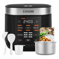 Cosori 5.0-Quart Rice Cooker Chef Edition Arrocera Eléctrica 5L con Cesta Vaporera Negra