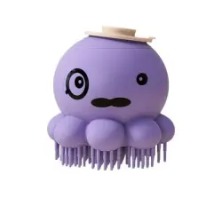 FurryFusion Cepillo de baño de silicona con forma de pulpo - Púrpura