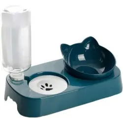 HausPets Comedero Lento Gato Bebedero 500 ml - Tipo: Tazón de liberación lenta + Dispensador de agua