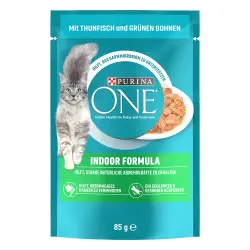 Purina ONE Indoor Formula para gatos de interior - 13 x 85 g - Con atún y judías verdes
