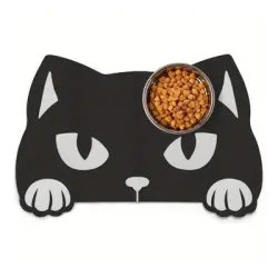 UAMLY Alfombrilla para comederos de mascotas, gato negro - 40*60 cm
