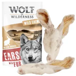 Wolf of Wilderness orejas de conejo con pelo - 200 g (10 uds. aprox.)