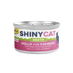 GimCat Shiny pollo y gambas en caldo lata para gatos 70 g