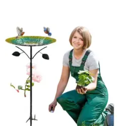HausPets Bebedero/bañera para pájaros de exterior, de metal, verde, 83 cm - 1 artículo