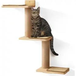 HausPets Escalera Pared Gato Reversible, Rascador Yute Sisal, Madera Caucho - Reversible