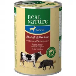 Real Nature Classic Latas Para Perros Adultos Ternera Jabalí, Unidades 1 x 6 Latas 400 gr