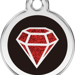 Red Dingo Placa Identificativa Purpurina Negra para perros y gatos - Ø 38mm
