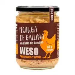 Weso Pechuga de Gallina en Caldo de Huesos para Perros y Gatos, 400 ml