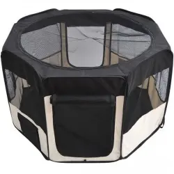 Pawhut parque plegable negro y beige para perros