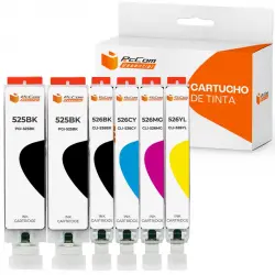 Pccom Essential Canon Pgi525/cli526 Cartucho Tinta Compatible Negro/cian/magenta/amarillo Pack 6