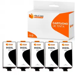 Pccom Essential HP 912XL Cartucho Tinta Compatible Negro Pack 5