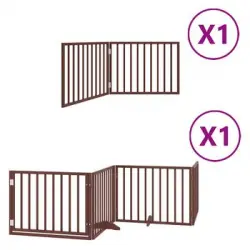 Puerta De Perros Plegable 6 Paneles Madera Álamo Marrón 480 Cm Vidaxl