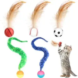 UAMLY Pelota saltarina con forma de gato y plumas - 5 piezas