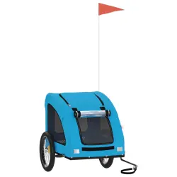 VidaXL Remolque de bicicleta mascotas hierro tela Oxford azul