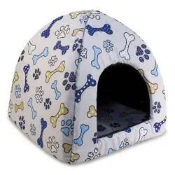 Casa iglú Huesos y huellas para perros y gatos color Azul