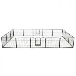Corral Para Perros | Perrera Exterior 16 Paneles De Acero 60x80 Cm Negro Cfw755803